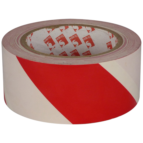 Vloertape rood-wit van Scapa 50mm x 33 meter PVC