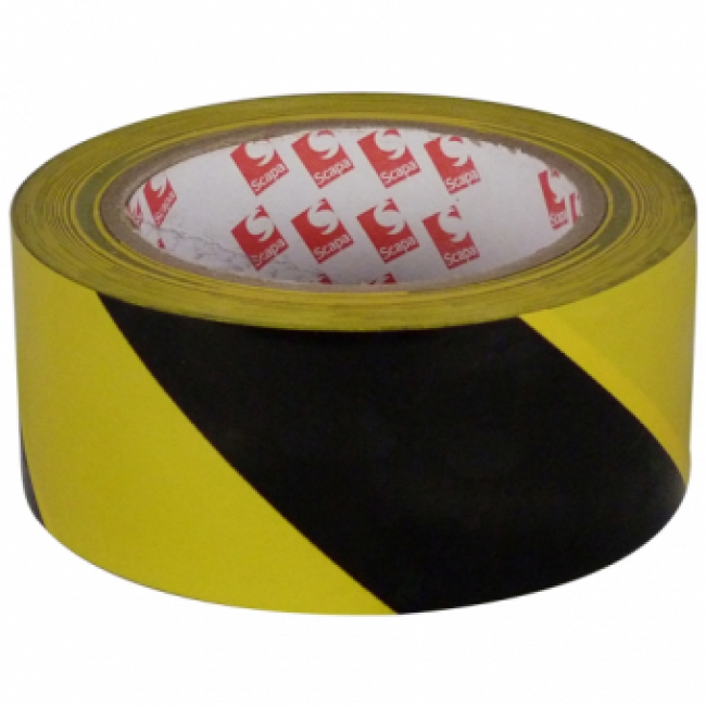 Vloertape zwart-geel van Scapa 50mm x 33 meter PVC