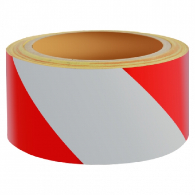 Reflecterende Tape ECONOMIC 50mm ROOD-WIT links