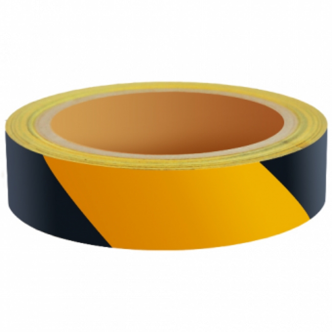 Reflecterende Tape ECONOMIC 25mm ZWART-GEEL links