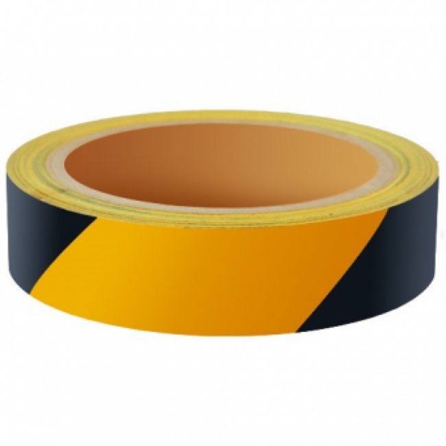 Reflecterende Tape ECONOMIC 25mm ZWART-GEEL rechts