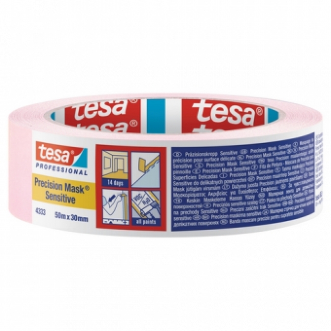 Tesa 4333 Afplaktape voor kwetsbare ondergronden Roze 30mm