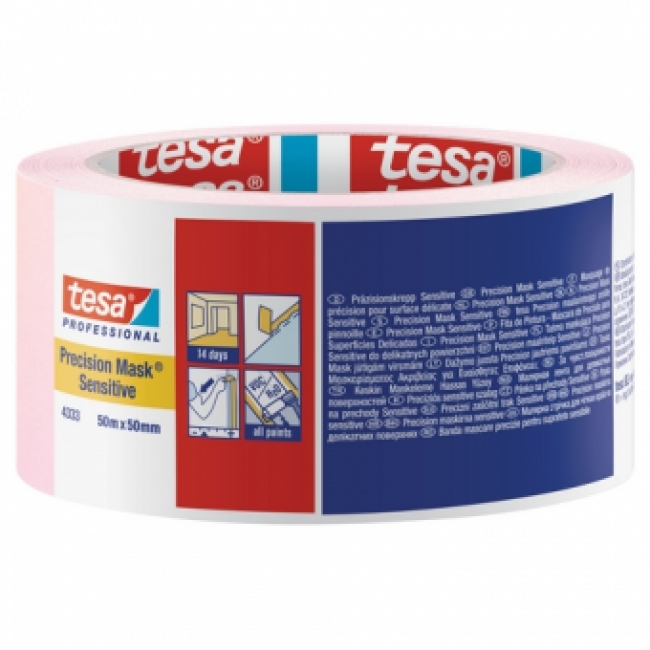 Tesa 4333 Afplaktape voor kwetsbare ondergronden Roze 50mm